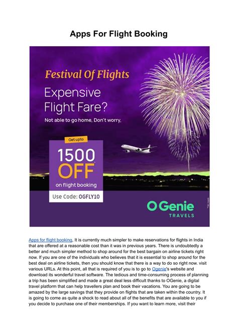 Ppt Apps For Flight Booking Ogenie Powerpoint Presentation Free