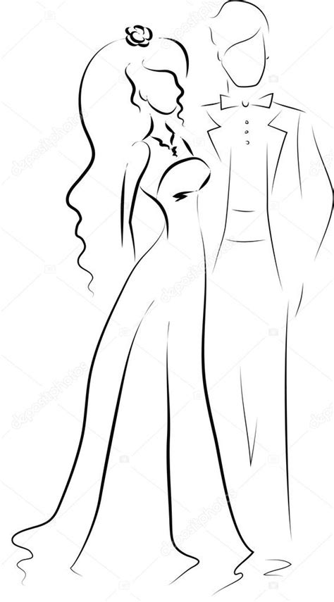 Silhouette Of Bride And Groom Stock Illustration By ©virinaflora 33432763