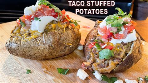 Taco Stuffed Baked Potatoes A Ground Beef Recipe Youtube