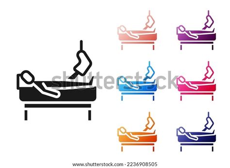 Black Patient Broken Leg Hospital Icon Stock Vector Royalty Free