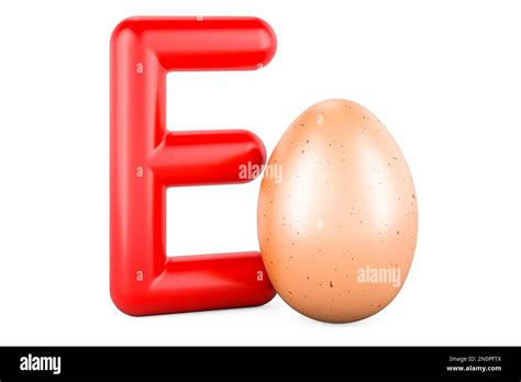 Kids Abc Letter E With Egg 3d Rendering Isolated On White Background