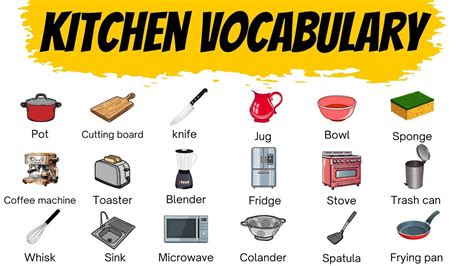 kitchen vocabulary  english kitchen utensils names  pictures