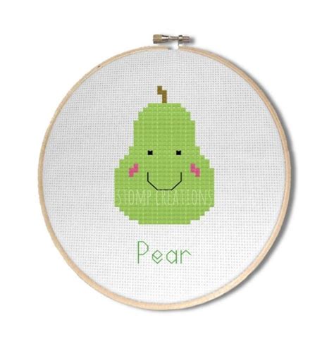 Pear Cross Stitch Pattern Cute Green Pear By StompCreations