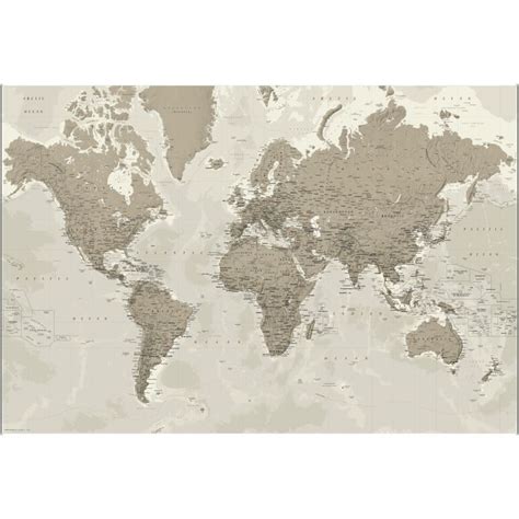 Political World Wall Map Silver Tones Extra Large Map Stanfords