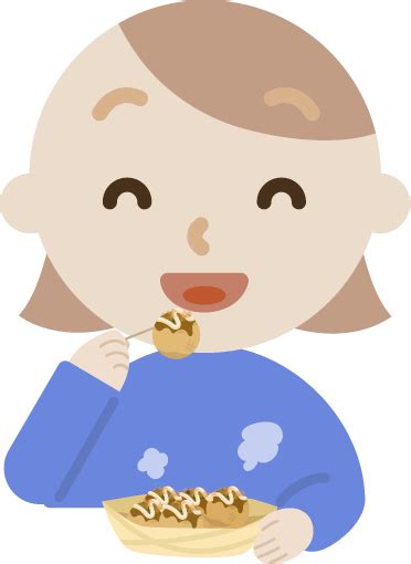 たこ焼きを食べる若い女性のイラスト1 無料イラスト素材のillalet