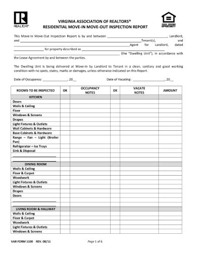 Tenant Check Out Form 10 Examples Format Pdf