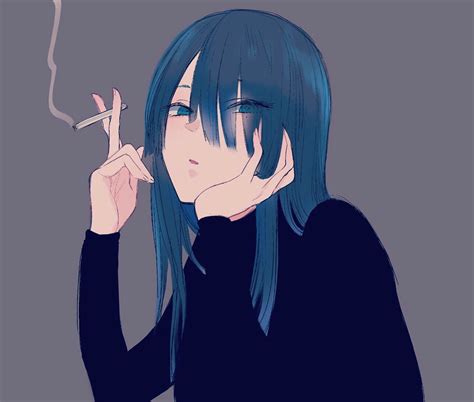 Safebooru 1girl Aoe Nagi Black Sweater Cigarette Eyebrows Visible Through Hair Eyes Visible