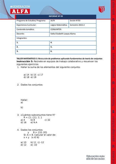 Taller Matem Tico N Informe N Programa De Estudios Programa