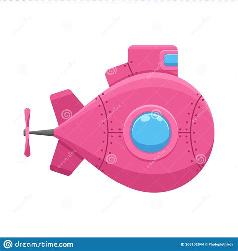 Pink Submarine With Periscope Isolated On White Background Underwater