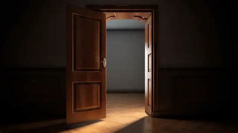 Dark Room With An Open Door Background, 3d Illustration Of A Black ...