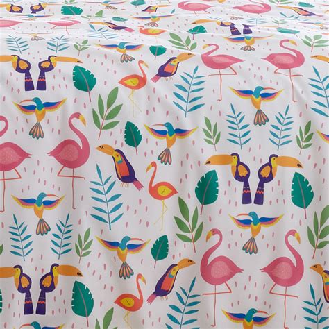 Pink Fusion Tropical Flamingo Duvet Cover Bedding Set Terrys