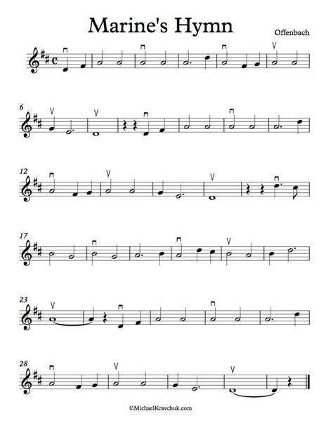 Free Violin Sheet Music Marine’s Hymn Michael Kravchuk