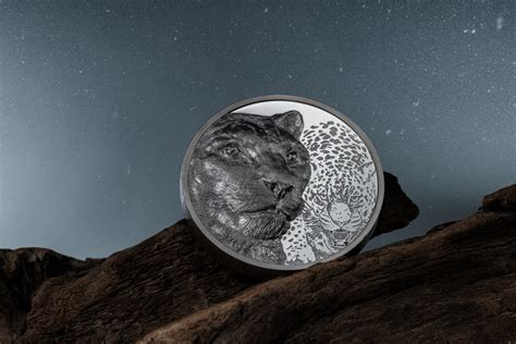 2024 Mongolia Wild Mongolia Snow Leopard 2 Oz Silver Black Proof Coin