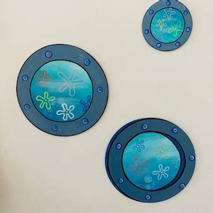 Painted Bikini Bottom Porthole Magnet Spongebob Squarepants Window Magnet Spongebob