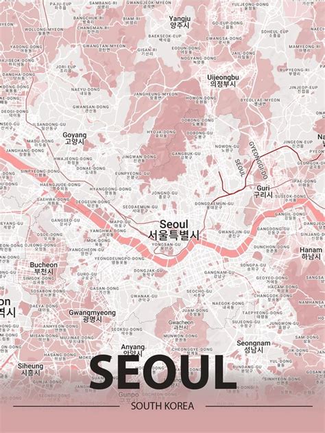 Seoul map poster in 2023 | Map poster, Seoul map, Gyeonggi-do