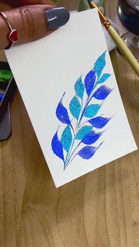 How To Paint Leaves With Dagger Brush Using Metallic Watercolors