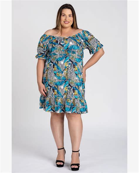 Riachuelo Vestido Feminino Plus Size Mangas Bufante Malha Confort