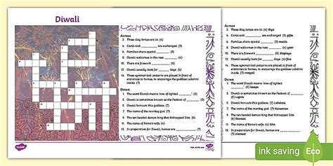 KS2 Hindu Diwali Crossword L Enseignant A Fait Twinkl