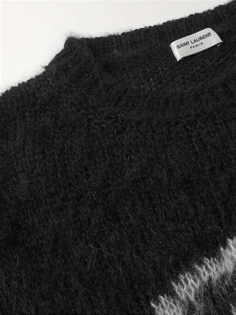 Black Logo Intarsia Mohair Blend Sweater Saint Laurent Mr Porter