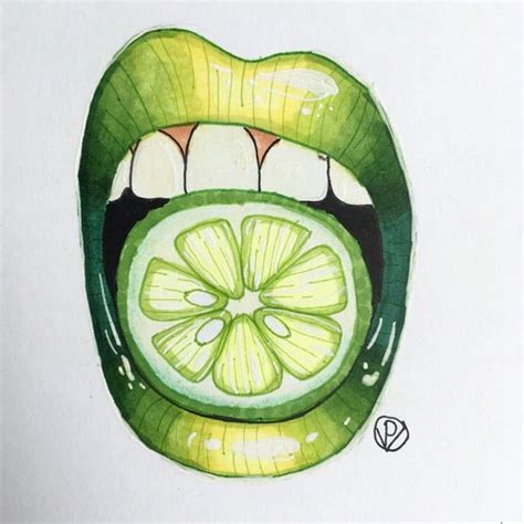 💚 Lime Lips Drawing 💚 • Made By Pienart • Lippenkunst