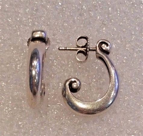 Retired James Avery Sterling Silver Curved Scroll Post Earrings Htf