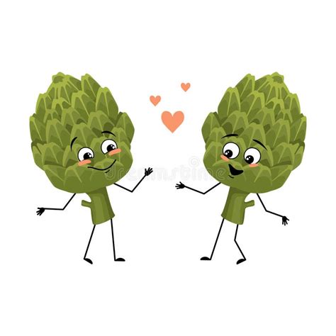 Artichoke Character With Love Emotions Stock Vector Illustration Of