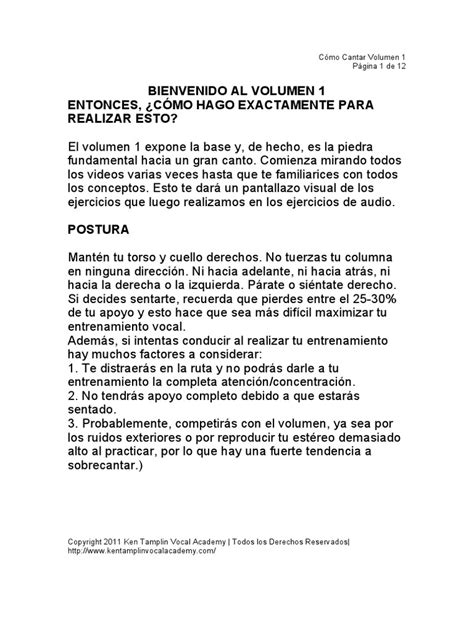 Cómo Cantar Volumen 1 | PDF