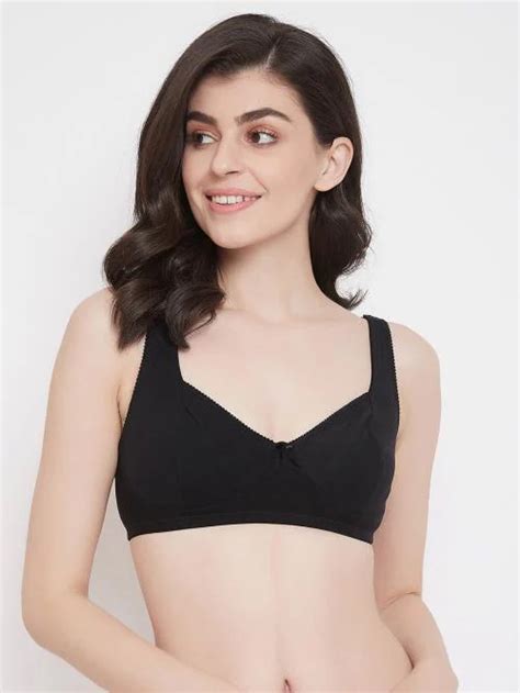 Buy Clovia Black Solid Cotton Single Full Coverage Bra Online At Best