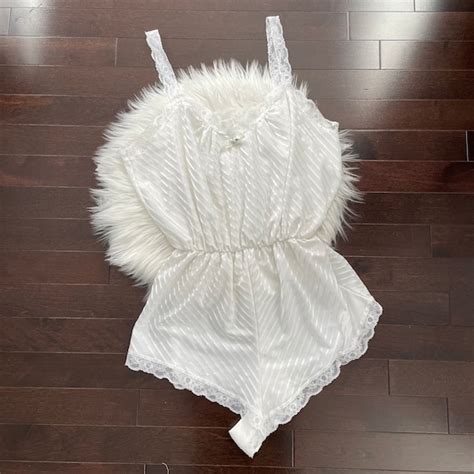 Vintage White Teddy Bridal Lingerie Satin Babydoll Gem