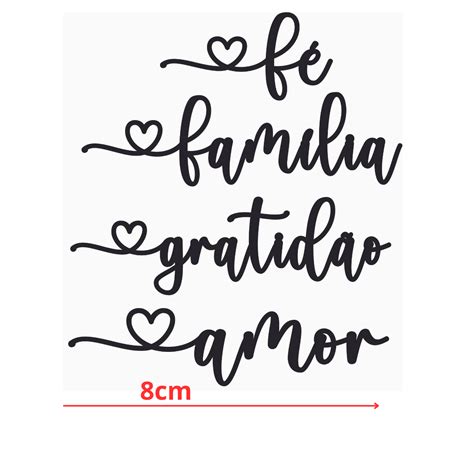 15 Kits Palavras Decorativas MDF 8cm Preto Amor Familia Fé e