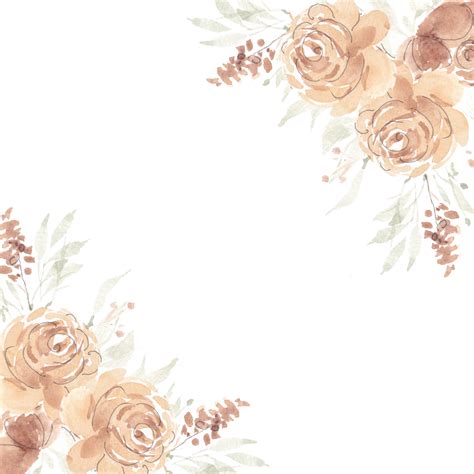 Borda De Flor Em Aquarela Rosa Vintage Empoeirada Png Casamento