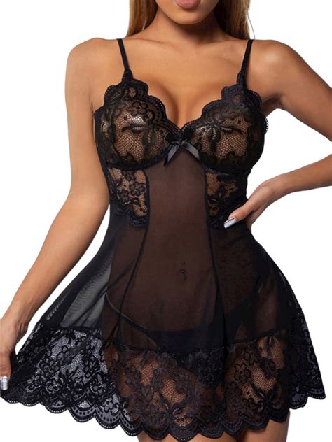 Julycc Womens Bralette Lace Negligee Chemise Babydoll Lingerie Strappy Nightie Dress Walmart