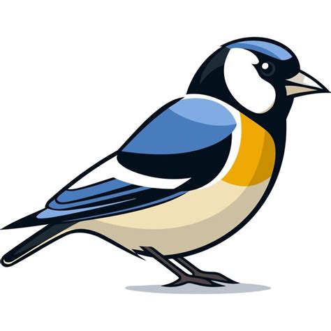 A cheerful cartoon bluebird with a yellow breast perfect for childrens