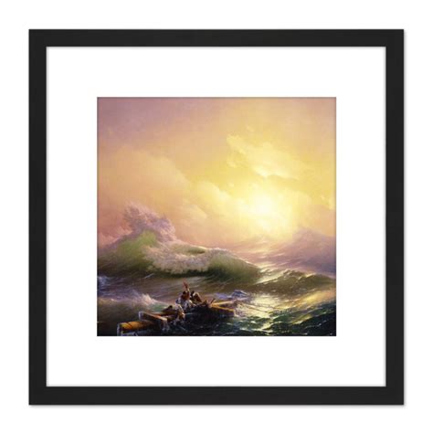 Aivazovsky The Ninth Wave Painting 8X8 Inch Square Wooden Framed Wall