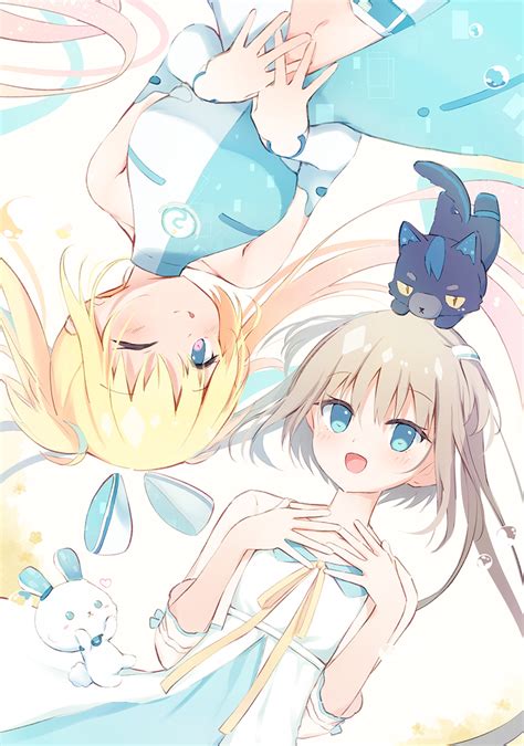 The Big ImageBoard TBIB 2girls Absurdly Long Hair Bare Shoulders Blonde Hair Blue Eyes