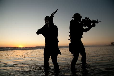 Navy Seal Silhouette At Sunset Hd Wallpaper