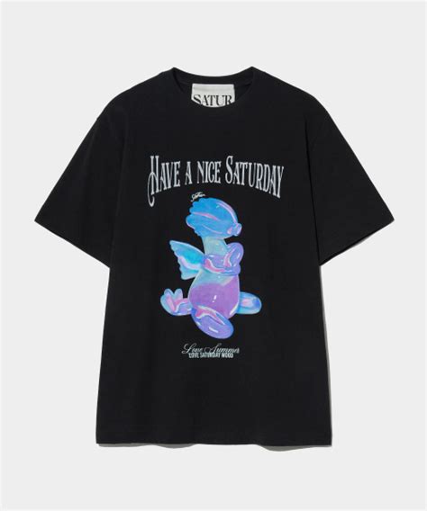 MUSINSA公式 SATUR Blue Dragon Balloon Graphic Short sleeved T shirt