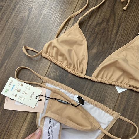 Nude Brown Tan Triangle Bikini Top With String Depop