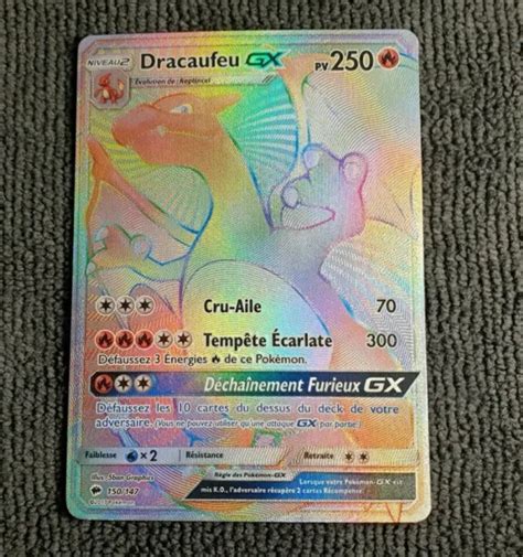 CARTE POKÉMON Dracaufeu GX FA Rainbow 150 147 S L Ombres Ardentes FR