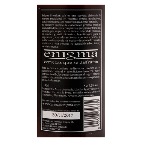 Cerveza Artesana Enigma Premium Ale Botella 33 Cl Enigma Carrefour