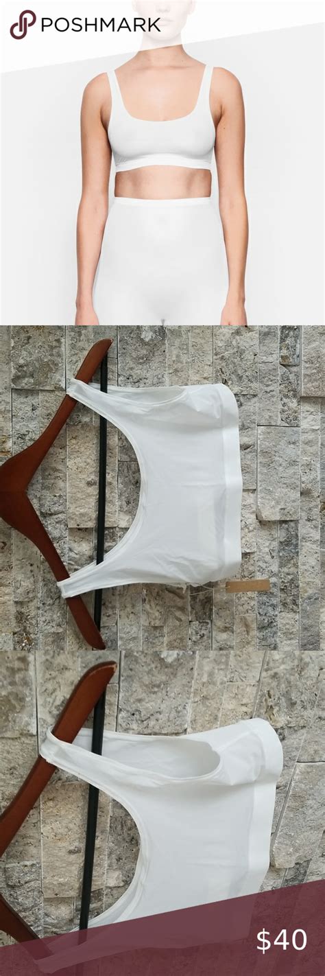 Nwt Skims Marble White Jelly Sheer Scoop Neck Bralette In 2022