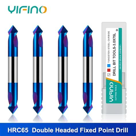 YIFINO Blue Nano Coating Tungsten Steel Carbide HRC65 2 Flute Double