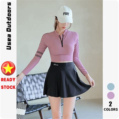 Useađồ bơi nữ chân váy tay dài chống nắng Bikini nữ hai mảnh đi biển dáng thể thao đồ bơi nữ