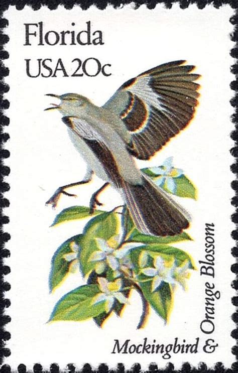 Five 20c Florida State Bird And Flower Stamps Vintage Unused Etsy