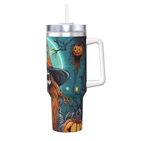 Haiem Cartoon Pumpkin Skull Printed 40OZ Ice Bully With Handle Portable For Hot Cold Drinks