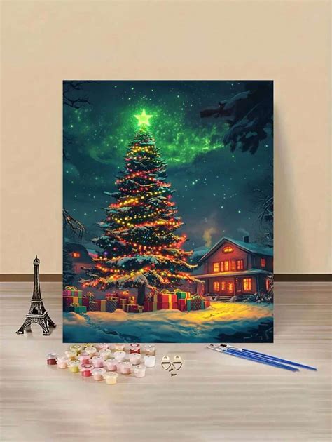 Peinture à l huile numérique DIY Sapin de Noël Illuminer la vie