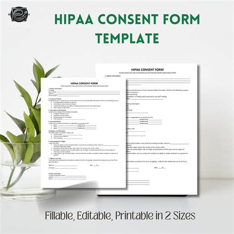 Hipaa Consent Form Template Editable Fillable Printable Pdf Word Etsy
