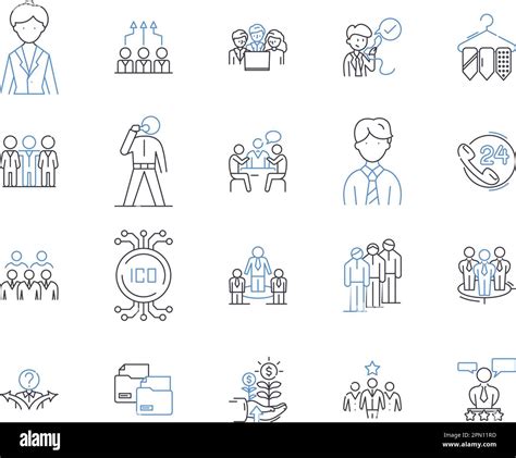 Office Workers Outline Icons Collection Office Workers Clerk