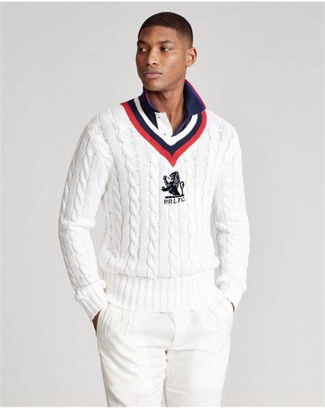 Embroidered Cricket Jumper Knitwear Men Rugby Fashion Black Men Fashion