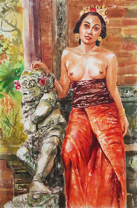 Balinese Nude Woman Portrait Original Hand Painted Acrylic On Canvas Mini Bali Painting Wall